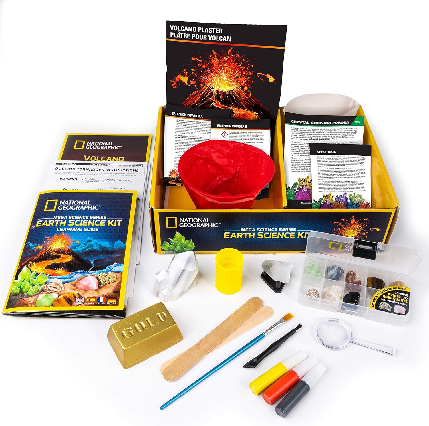 NATIONAL GEOGRAPHIC Earth Science Kit - Over 15 Science Experiments & STEM Activities for Kids, Includes Crystal Growing Kit, Volcano Science Kit