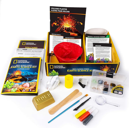NATIONAL GEOGRAPHIC Earth Science Kit - Over 15 Science Experiments & STEM Activities for Kids, Includes Crystal Growing Kit, Volcano Science Kit