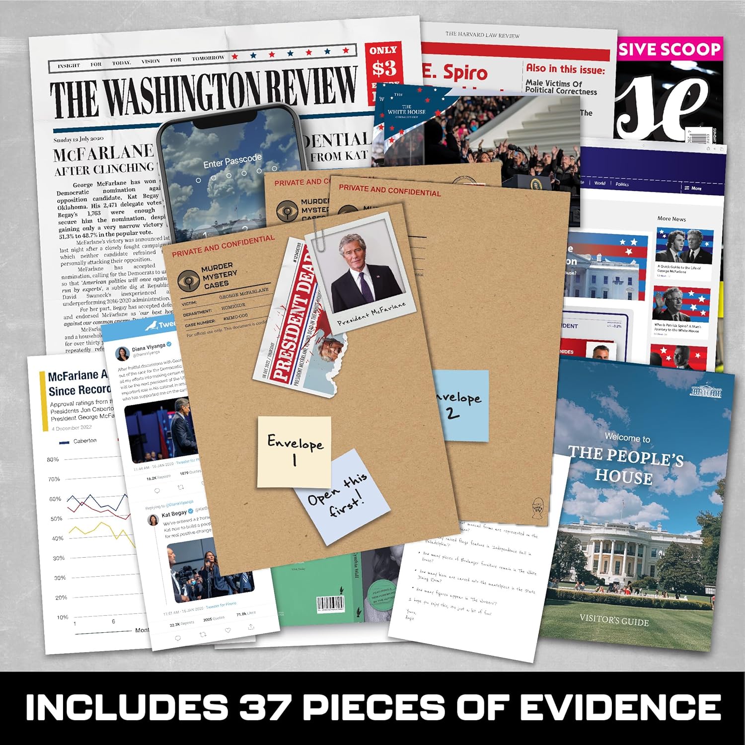 MMC Murder at the White House – Thrilling Murder Mystery Games for Adults in Washington D.C. – 37 Evidence Pieces, 150 Min Gameplay (3.5/5 Difficulty) – Cold Case Files Game for 1-10 Players