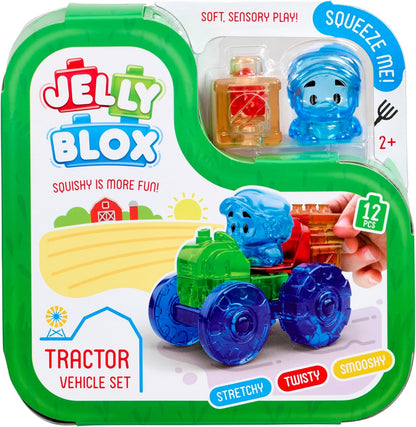 Jelly Blox - Tractor Vehicle Set | Squishy Is More Fun! | Unique Squishy Building System | For Ouch-Free, Open, Imaginative Play | For Boys And Girls Ages 2+