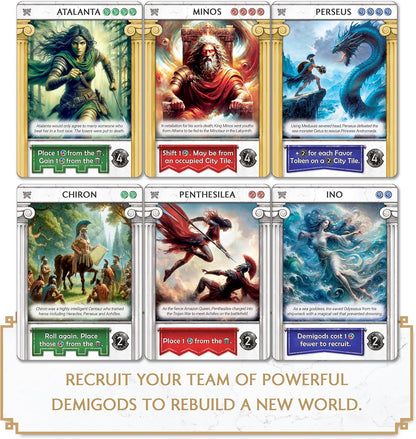 Pantheum: Demigods of Olympia | Family Strategy Game for Greek Mythology Fans | Ages 12+ | for 1-4 Players | Average Playtime 45-60 mins | Perfect for Family Game Night (Base Game