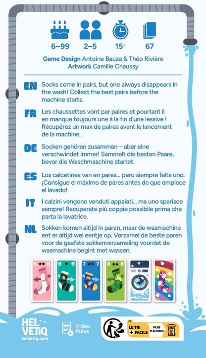 HELVETIQ Oh My Socks, Board Game, Funny Sock Card Game, For The Coolest Sock Collection, Exciting Actions, For 2-5 Players Aged 6+