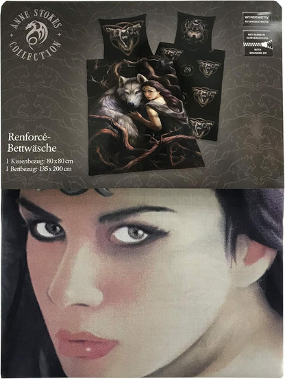 Herding ANNE STOKES Bedding Set, Reversible Motif, Duvet Cover 135 x 200 cm, Pillow Case 80 x 80 cm, Cotton/Renforcé