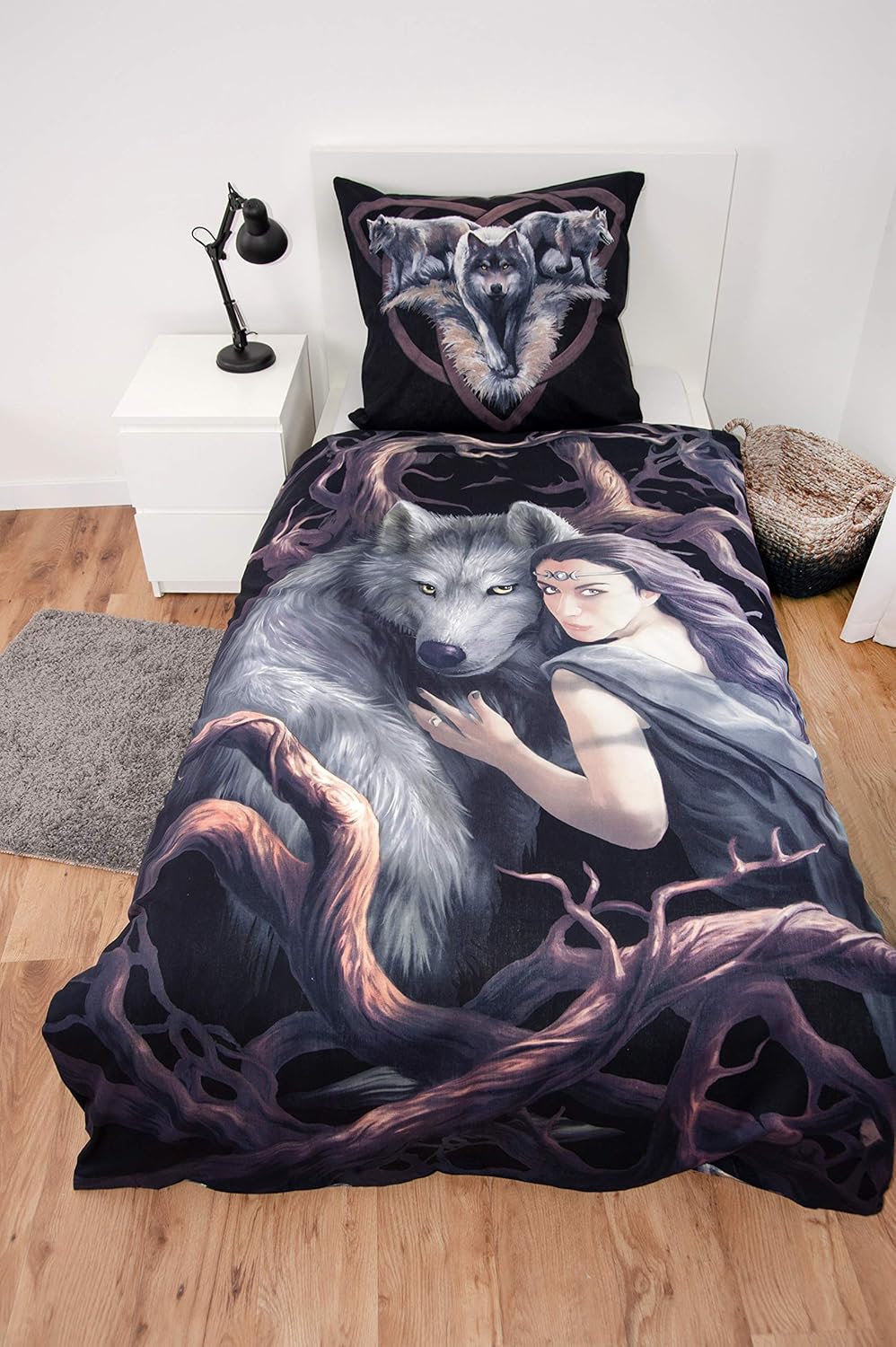 Herding ANNE STOKES Bedding Set, Reversible Motif, Duvet Cover 135 x 200 cm, Pillow Case 80 x 80 cm, Cotton/Renforcé
