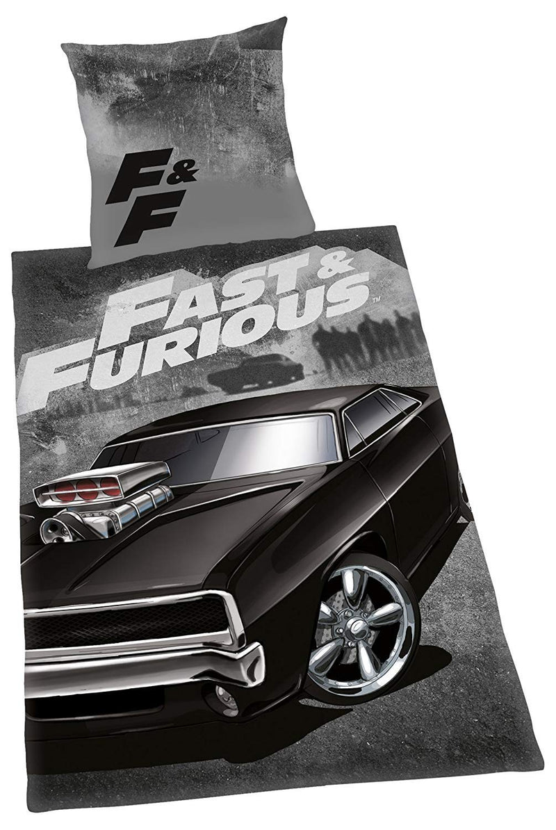 Herding FAST & FURIOUS Bedding Set, Reversible Motif, Duvet Cover 135 x 200 cm, Pillow Case 80 x 80 cm, Cotton/Renforcé