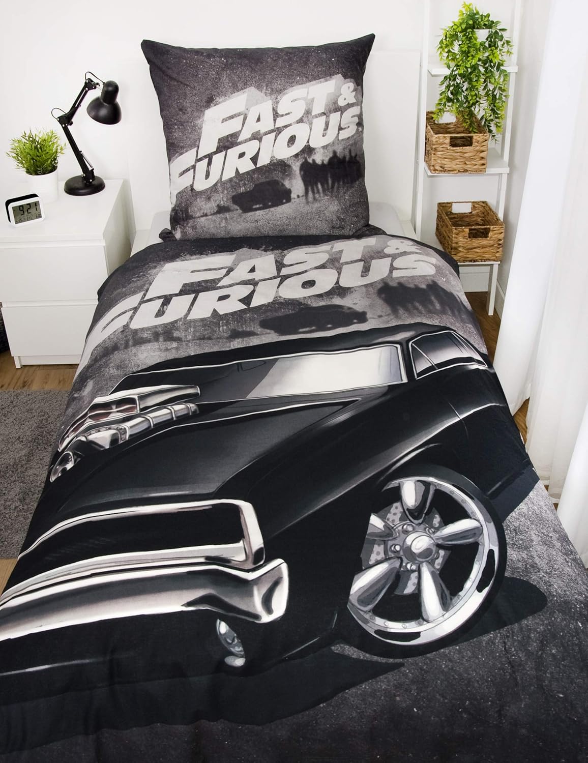 Herding FAST & FURIOUS Bedding Set, Reversible Motif, Duvet Cover 135 x 200 cm, Pillow Case 80 x 80 cm, Cotton/Renforcé