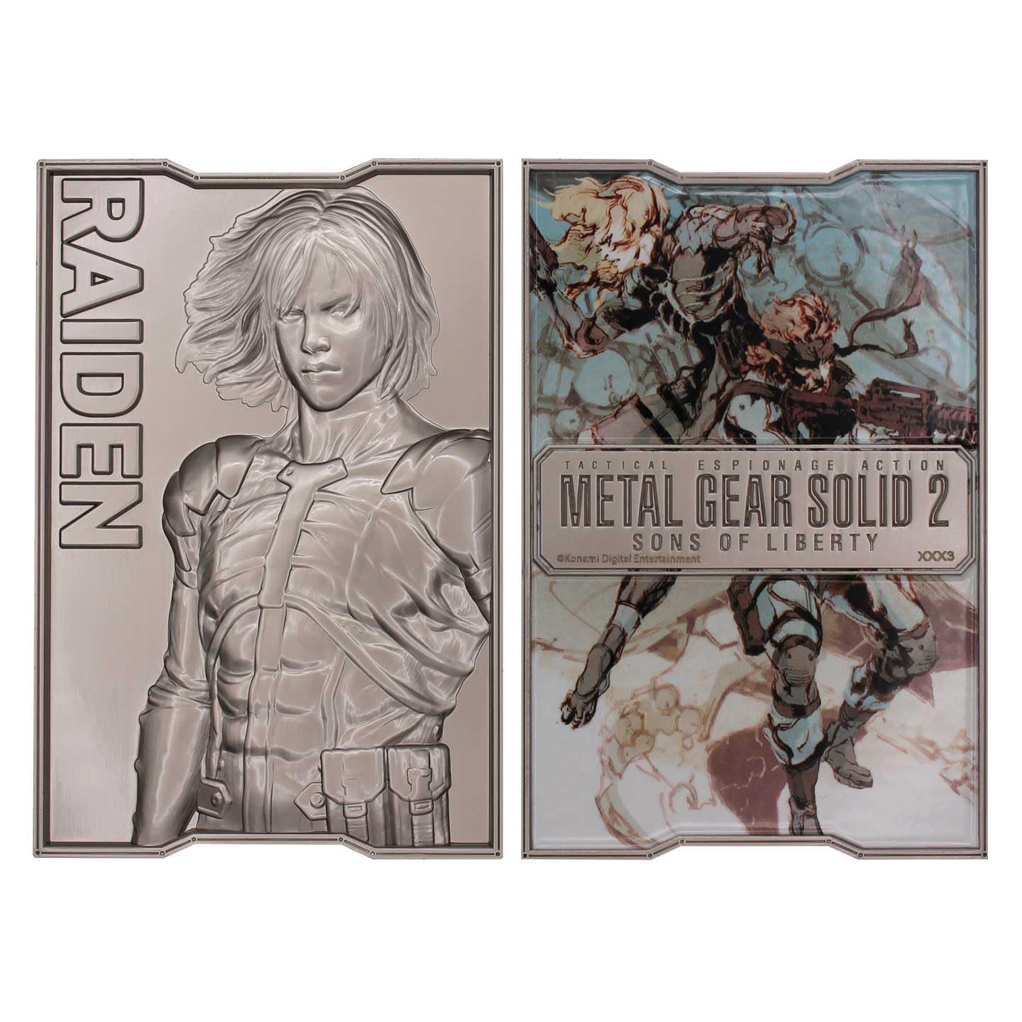 FaNaTtik Metal Gear Solid 2 - Lingotto di metallo Raiden da collezione, prodotto con licenza ufficiale, edizione limitata 5.000 in tutto il mondo, numerato con espositore