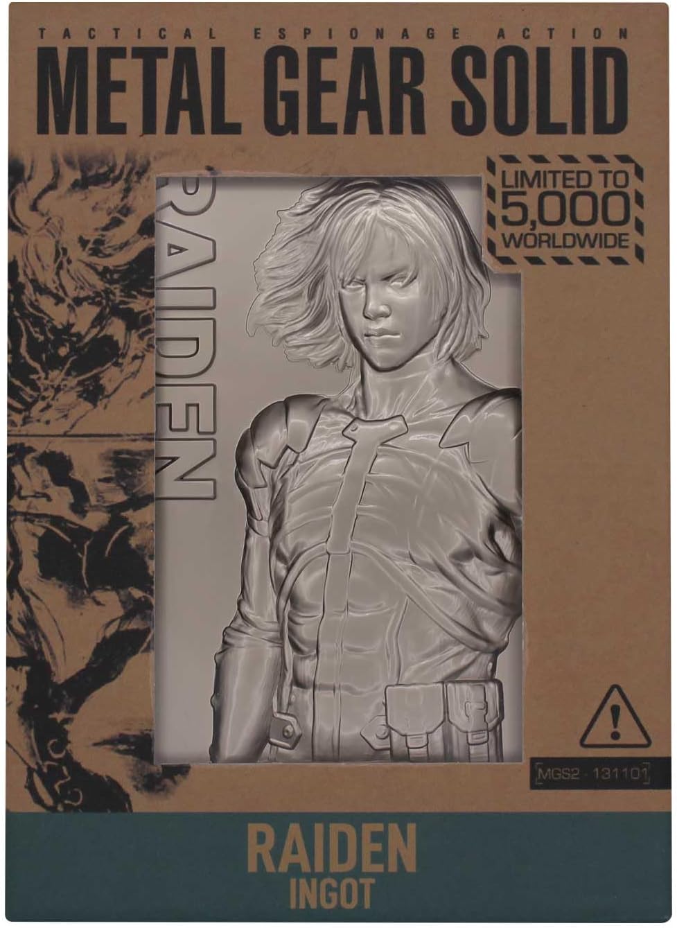 FaNaTtik Metal Gear Solid 2 - Lingotto di metallo Raiden da collezione, prodotto con licenza ufficiale, edizione limitata 5.000 in tutto il mondo, numerato con espositore
