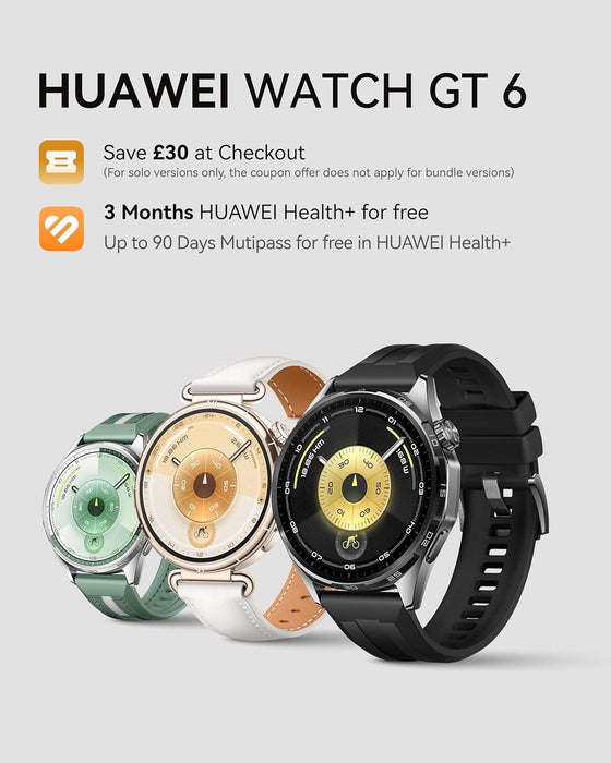 HUAWEI WATCH GT 6 GPS 46mm Smart Watch, 1.47''AMOLED Touchscreen, up to 21 days battery life, Cycling,100+ Sports Mode, iOS & Android, All-day Health Monitoring, Emotional Wellbeing, Green