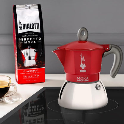 Bialetti New Moka Induction Induction Coffee Maker, 6 Cups, 280 milliliters, Aluminium, Red