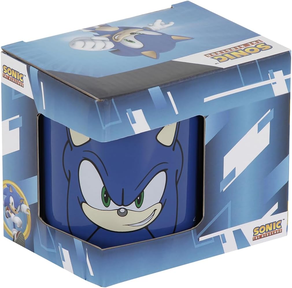 Sega-Sonic Face-Mug, Blue, 13 x 9.5 cm