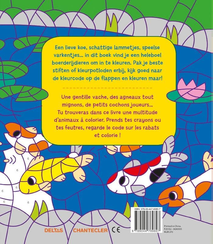 Kleuren op nummer / Les animaux de la ferme - Coloriages codés: 0