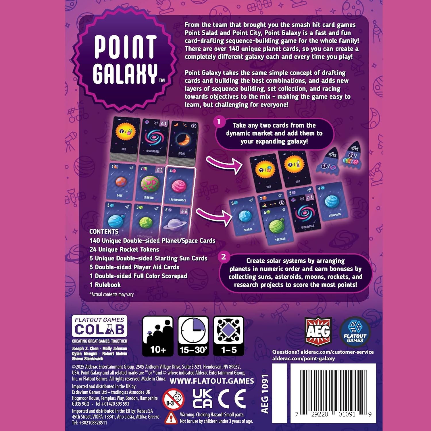 AEG & FlatOut Games | Point Galaxy - Follow-Up to The Award-Winning Family Card Game Point Salad | Puzzly Space Exploration | Ages 10+ | 1-5 Players