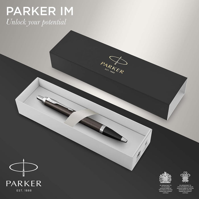 PARKER IM Ballpoint Pen, Dark Espresso with Medium Point Blue Ink Refill (1931671