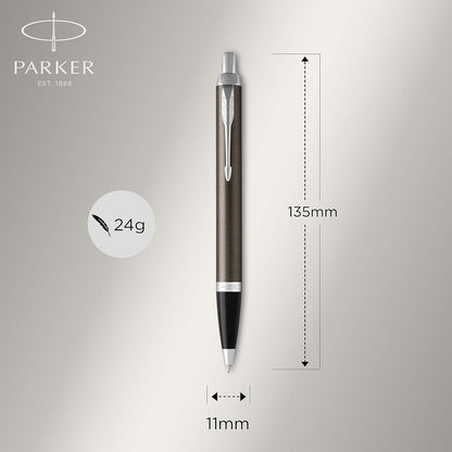 PARKER IM Ballpoint Pen, Dark Espresso with Medium Point Blue Ink Refill (1931671