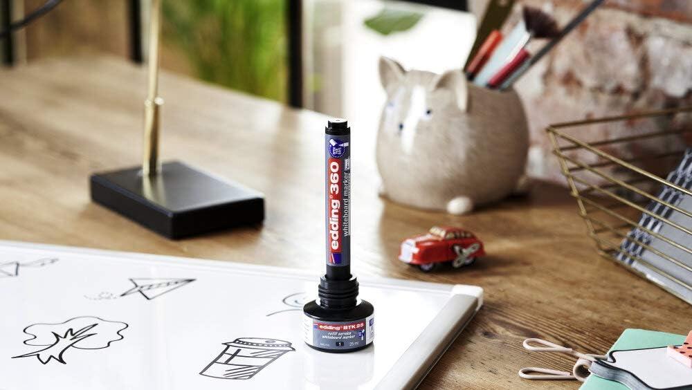 edding 360 whiteboard marker - black - 10 whiteboard pens - round tip 1.5-3 mm - whiteboard pen dry wipe - for whiteboards, flipcharts, pinboards, magnetic and memo boards - sketchnotes - refillable