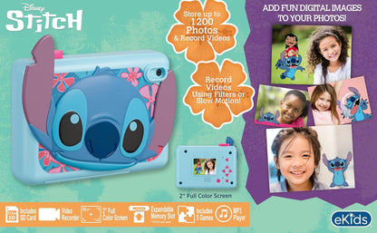 eKids Disney Stitch Appareil Photo numérique 2 Mpx, écran de 2 Pouces, Carte SD de 512 Mo, 5 Jeux Inclus, Bleu
