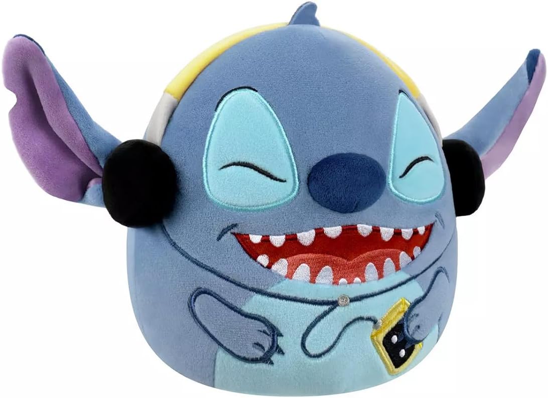 Squishmallows Originele 8-Inch Disney Stitch met Hoofdtelefoon Pluche