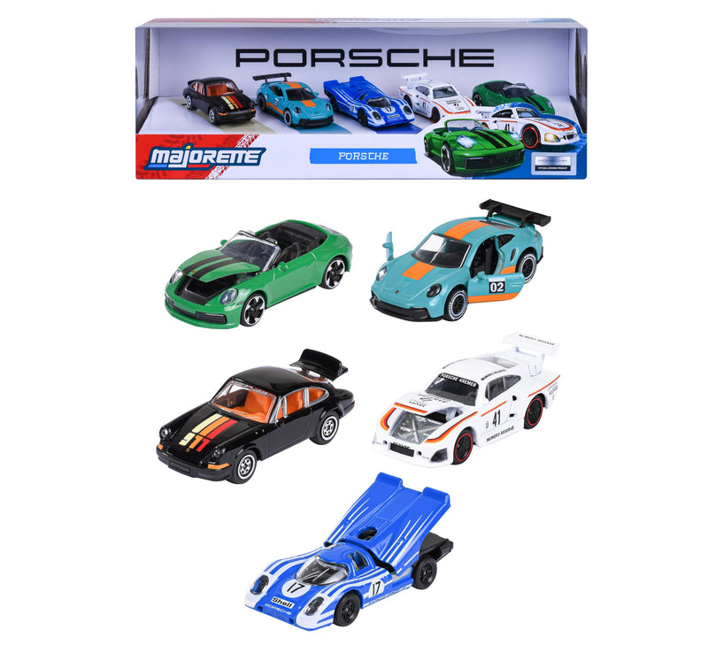 Majorette Porsche 5 speelgoedauto's geschenkverpakking