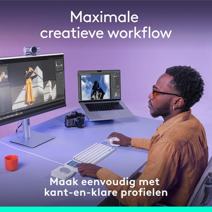 Logitech MX Creative Console, programmeerbaar toetsenblok met 9 aanpasbare lcd-toetsen en draaiknop voor grafisch ontwerp, videobewerking, fotografie, gebruik met Adobe, Zoom, Spotify en meer