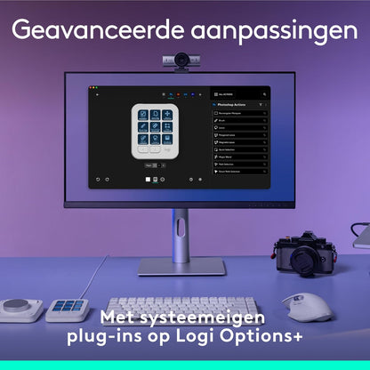 Logitech MX Creative Console, programmeerbaar toetsenblok met 9 aanpasbare lcd-toetsen en draaiknop voor grafisch ontwerp, videobewerking, fotografie, gebruik met Adobe, Zoom, Spotify en meer