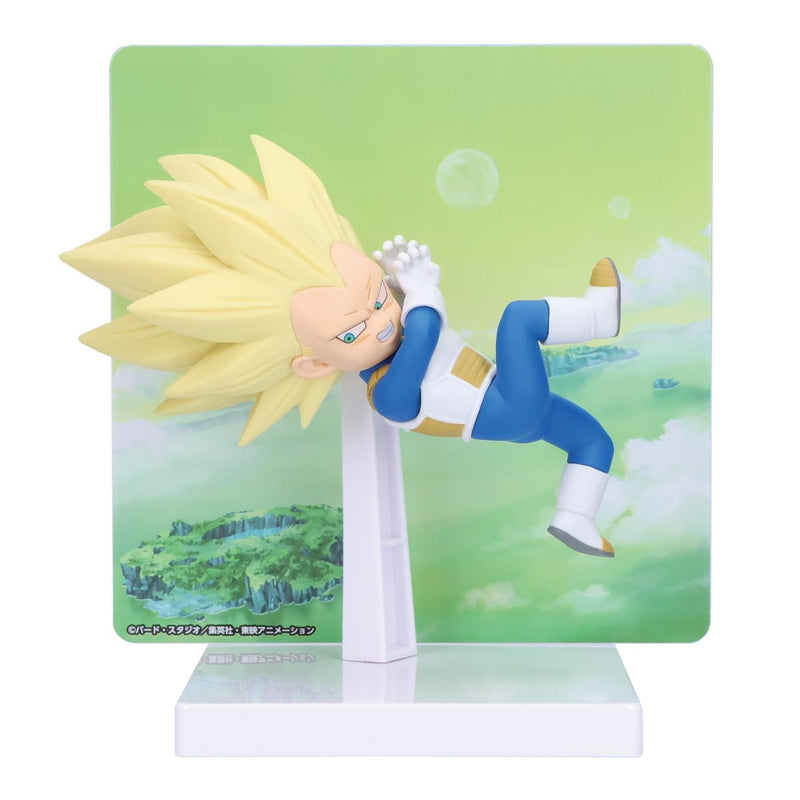 Banpresto Vegeta Super Saiyan 3 (Mini) Dragon Ball Daima Actiefiguur, met paneel 13 cm, meerkleurig, verzamelfiguur, optimaal voor anime-fans