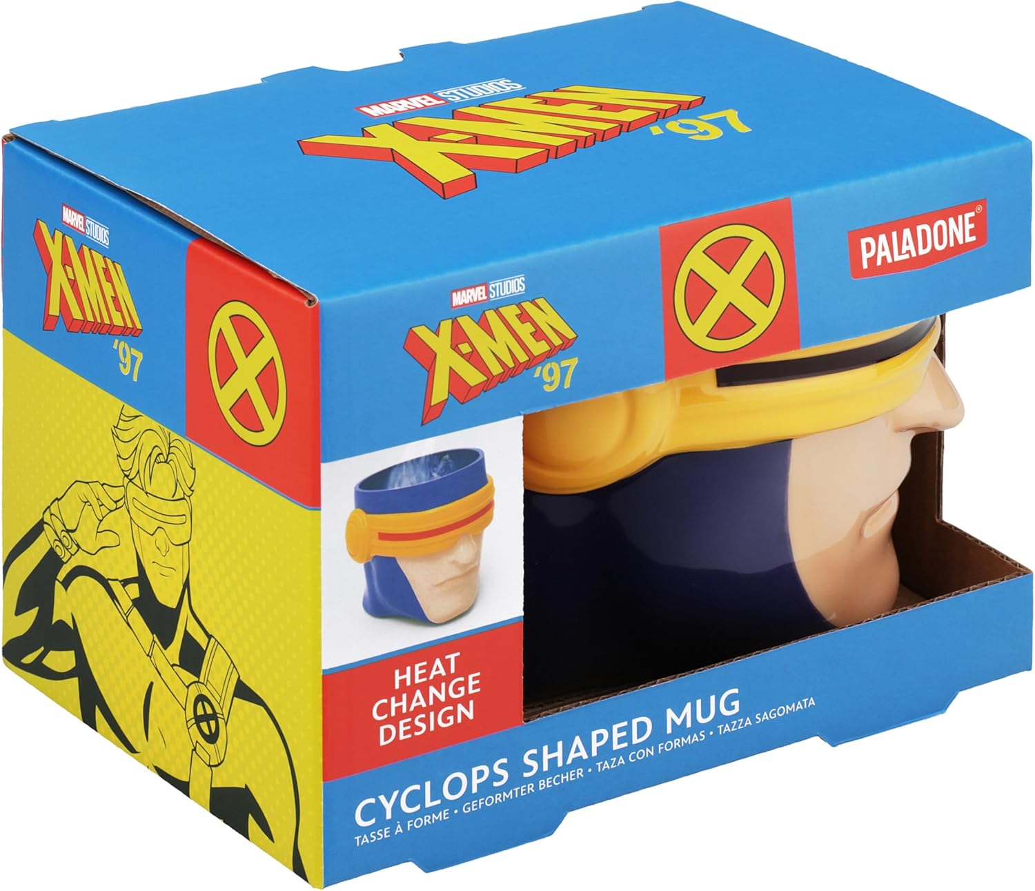 Paladone X-Men Cylcops Heat Change Combat Visor Mug, Officially Licensed Marvel 550ml Ceramic Coffee Cup, Oversized for Tea, Hot Chocolate and More, Superhero Gifts