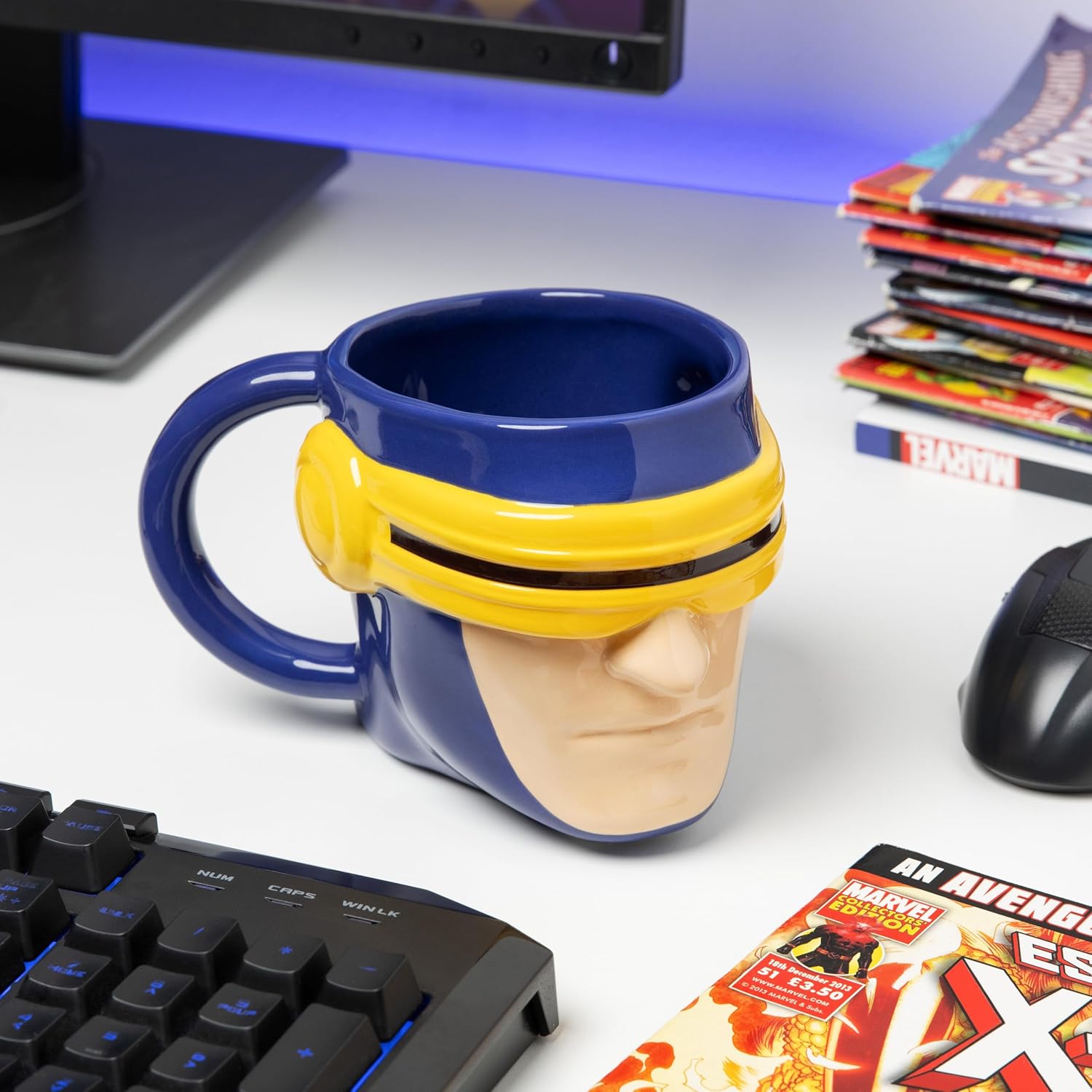 Paladone X-Men Cylcops Heat Change Combat Visor Mug, Officially Licensed Marvel 550ml Ceramic Coffee Cup, Oversized for Tea, Hot Chocolate and More, Superhero Gifts