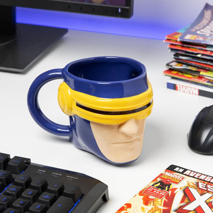 Paladone X-Men Cylcops Heat Change Combat Visor Mug, Officially Licensed Marvel 550ml Ceramic Coffee Cup, Oversized for Tea, Hot Chocolate and More, Superhero Gifts