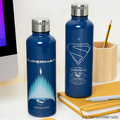 Paladone Superman Blue Metal Water Bottle, Officially Licensed DC Comics Superhero 500ml Stainless Steel Insulated Reusable Flask for School, Sports, Work