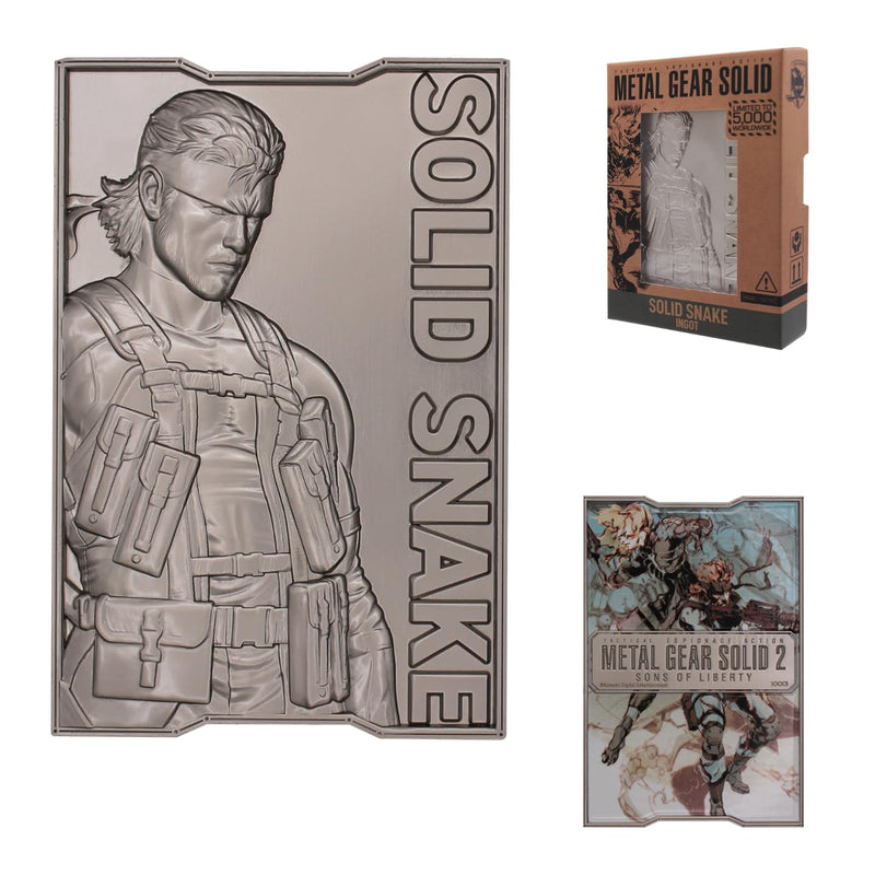 FaNaTtik Metal Gear Solid 2 Limited Edition Solid Snake Metal Ingot – Officially Licensed Merchandise, 5,000 Worldwide, Display Stand Included