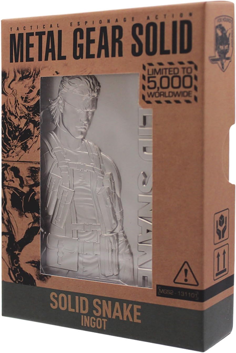 FaNaTtik Metal Gear Solid 2 Limited Edition Solid Snake Metal Ingot – Officially Licensed Merchandise, 5,000 Worldwide, Display Stand Included