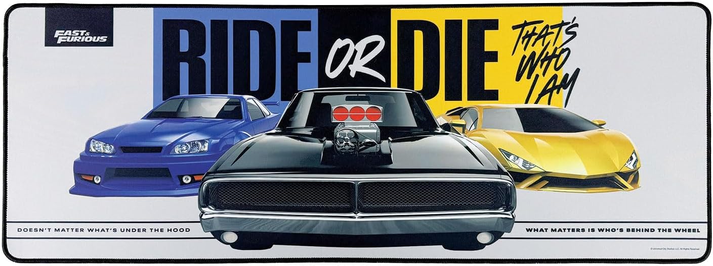 Fast & Furious “Ride or Die” Desk Pad & Coaster Set – Large Pad with Non-Slip Base – Official Movie Merchandise for Home, Office & Gamers