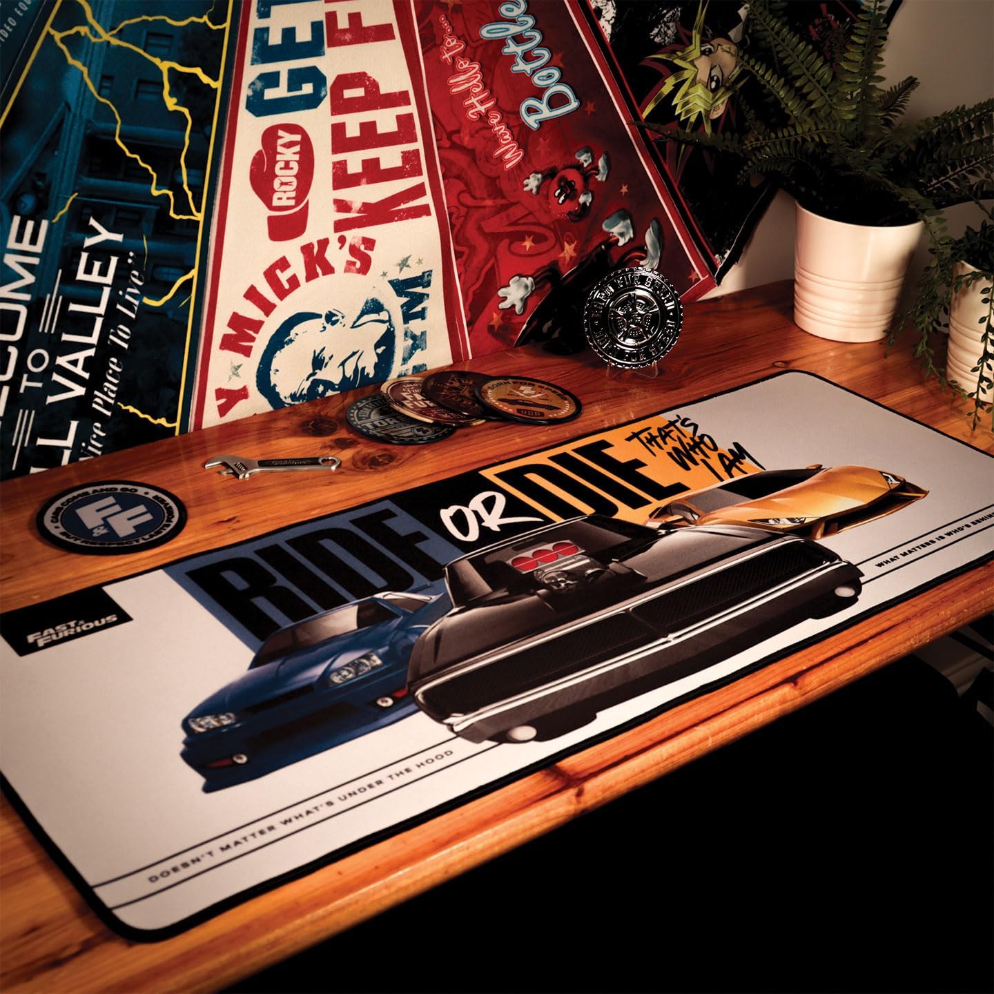 Fast & Furious “Ride or Die” Desk Pad & Coaster Set – Large Pad with Non-Slip Base – Official Movie Merchandise for Home, Office & Gamers
