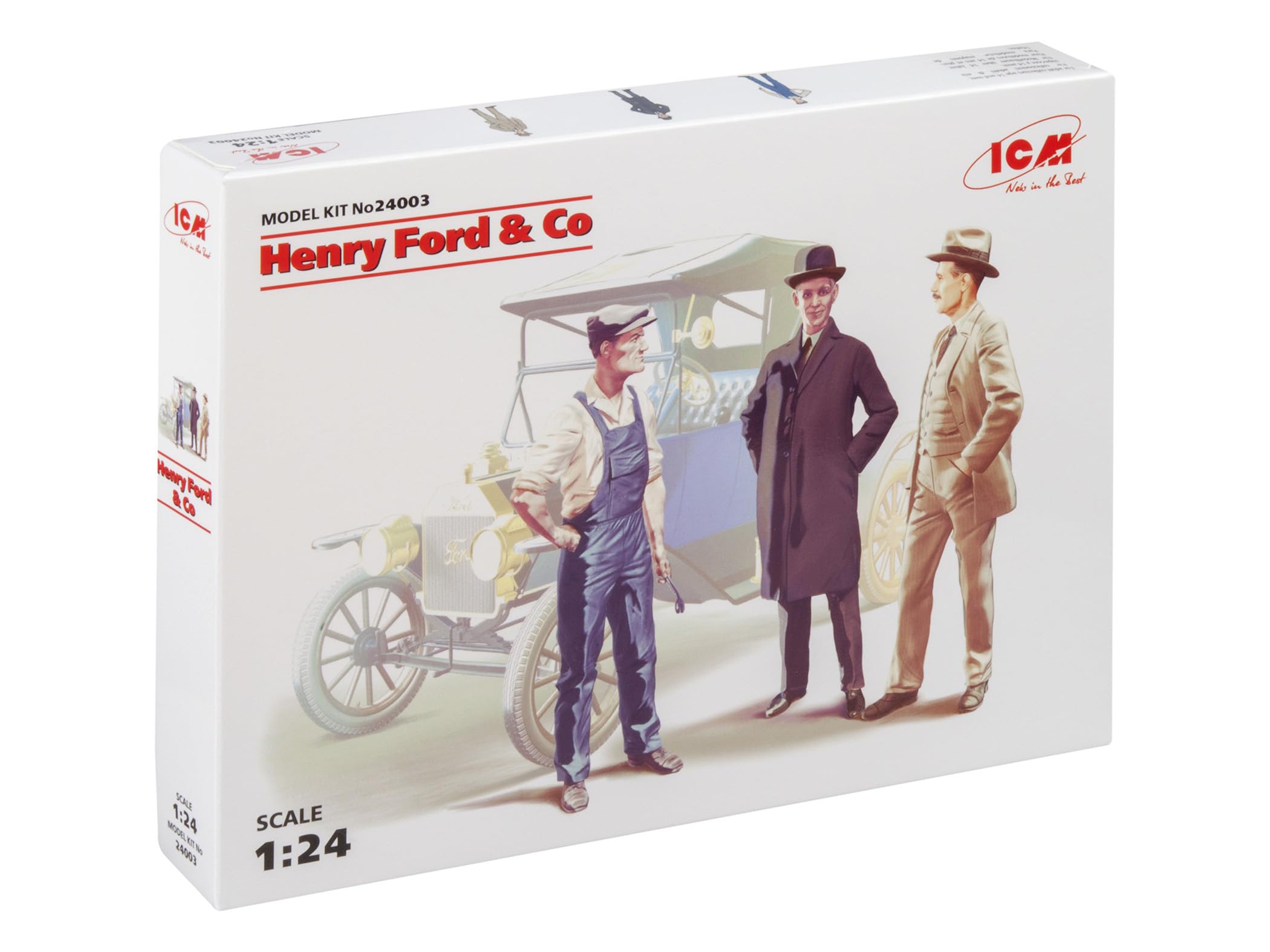 ICM ICM24003 1:24-Henry Ford & Co 3 Figures (Car not included
