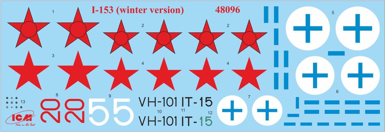ICM 48096 1/48 WWII Soviet Biplane Fighter I -153 Plastic Model Kit