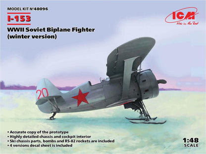 ICM 48096 1/48 WWII Soviet Biplane Fighter I -153 Plastic Model Kit