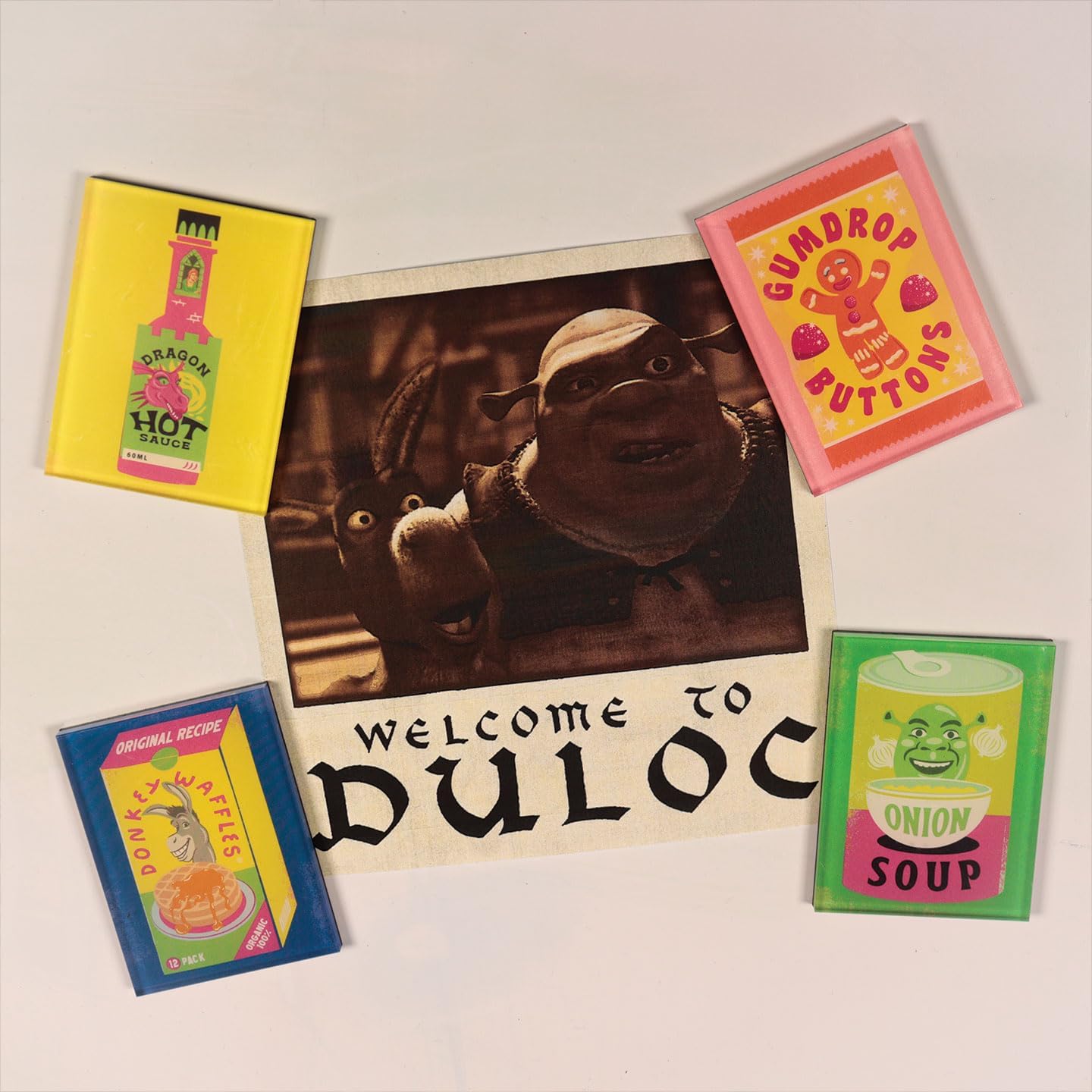 Shrek Magnet Set – Set of 4 Fridge Magnets with Movie Characters – Official Merchandise for Home, Office & Gifts