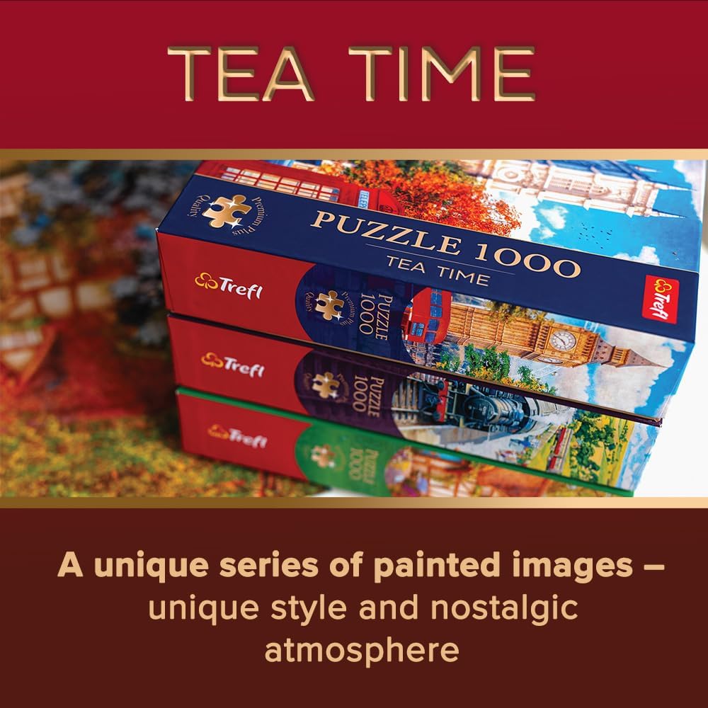 Trefl Railway Station Steam Train - 1000 Piece Jigsaw Puzzles for Adults & Children Aged 12+ - Tea Time Village Rail Station Trains Puzzle