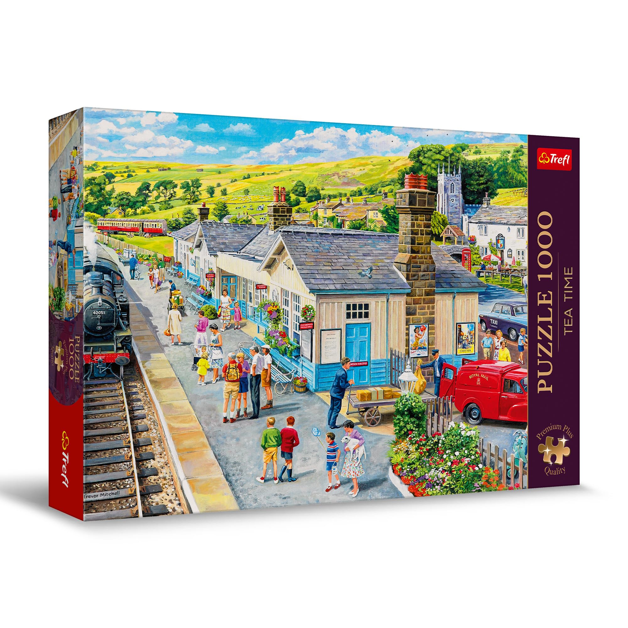 Trefl Railway Station Steam Train - 1000 Piece Jigsaw Puzzles for Adults & Children Aged 12+ - Tea Time Village Rail Station Trains Puzzle
