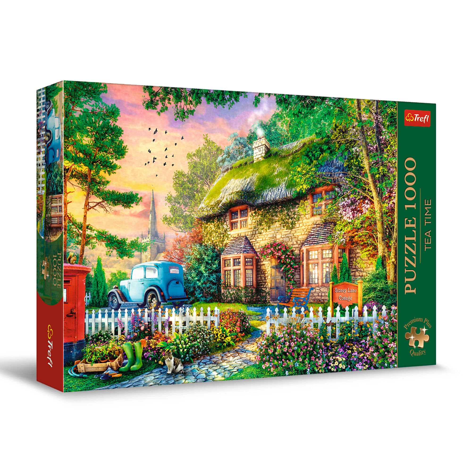 Trefl Premium Plus Quality Tea Time Puzzle - Cottage Stoney Lane - 1000 Pieces, Series of Painted Nostalgic Images, Perfectly Matching Tiles, for Adults and Children from 12 Years