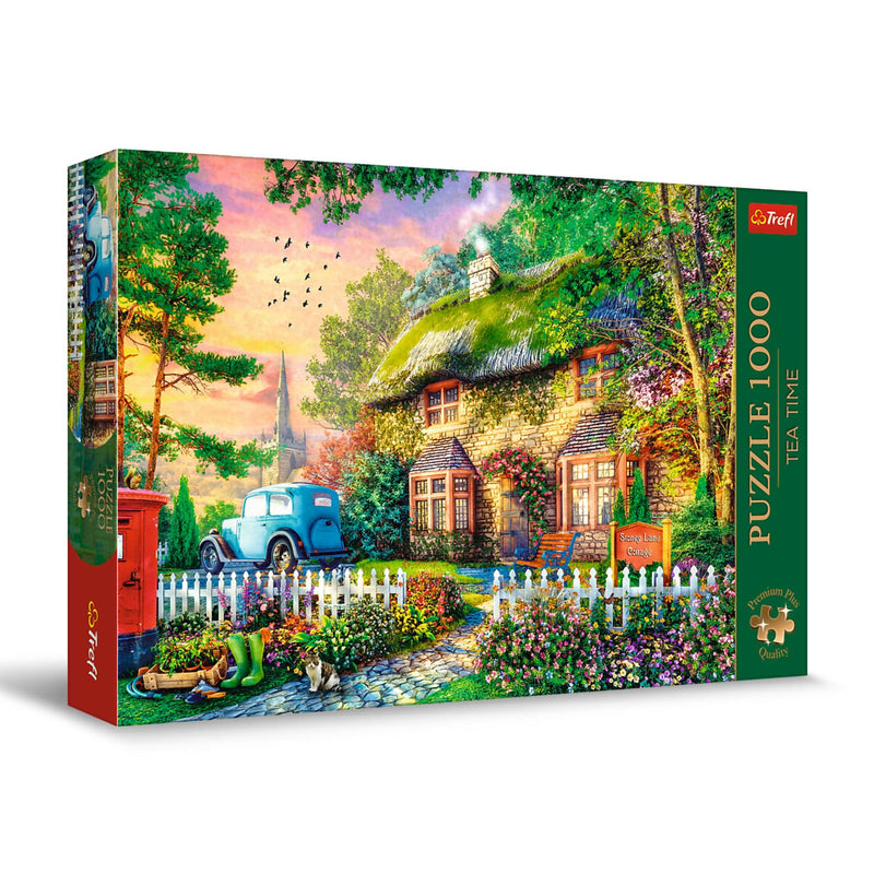 Trefl Premium Plus Quality Tea Time Puzzle - Cottage Stoney Lane - 1000 Pieces, Series of Painted Nostalgic Images, Perfectly Matching Tiles, for Adults and Children from 12 Years