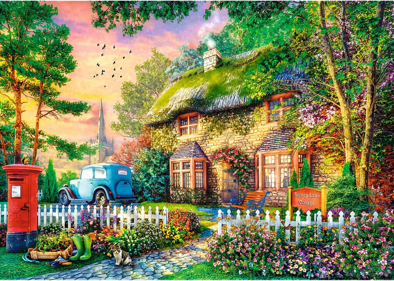 Trefl Premium Plus Quality Tea Time Puzzle - Cottage Stoney Lane - 1000 Pieces, Series of Painted Nostalgic Images, Perfectly Matching Tiles, for Adults and Children from 12 Years