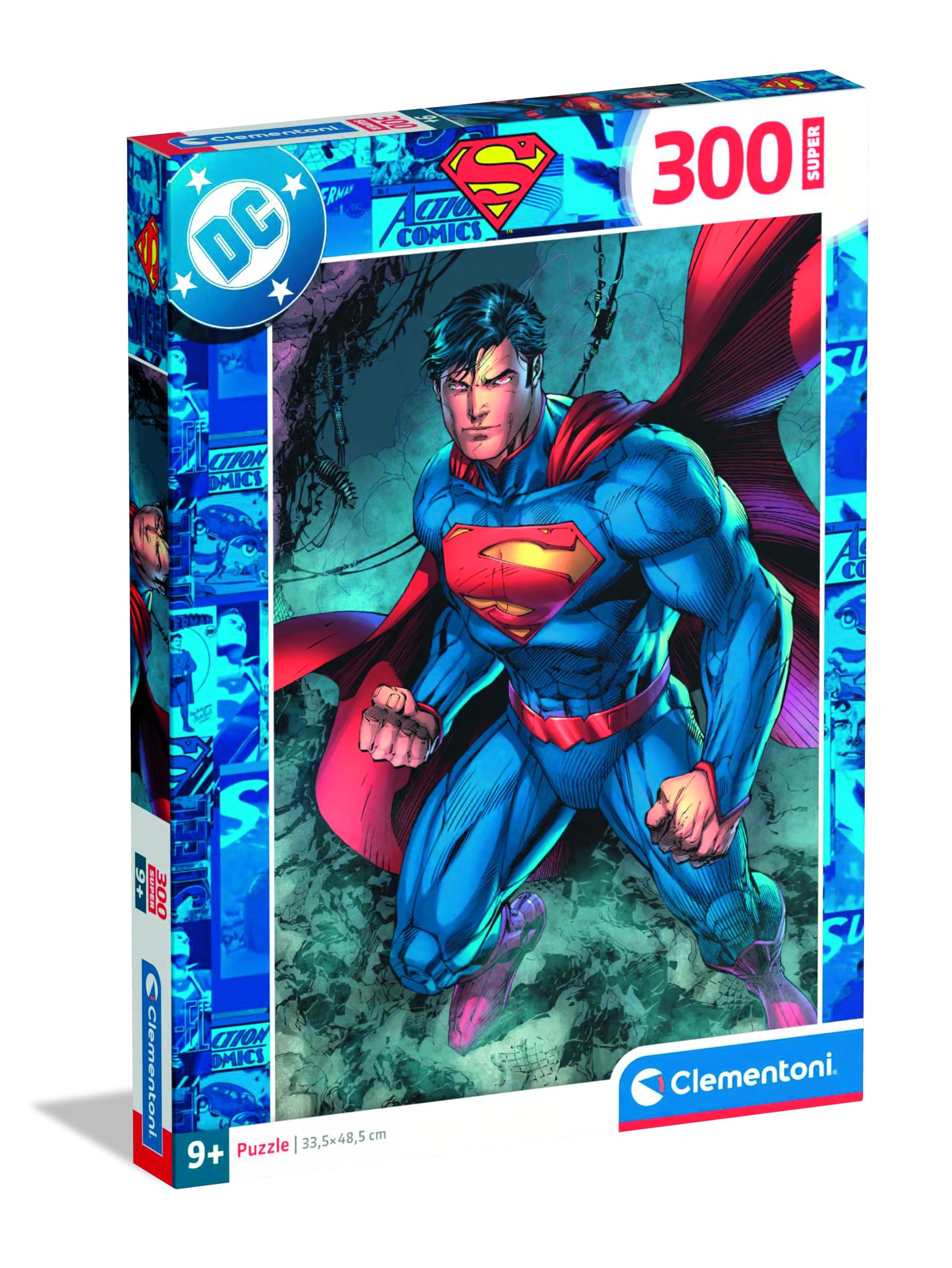 Clementoni 21747 Superman – Super Puzzle 300 Teile, actionreiches Superheldenmotiv für Kinder ab 8 Jahren
