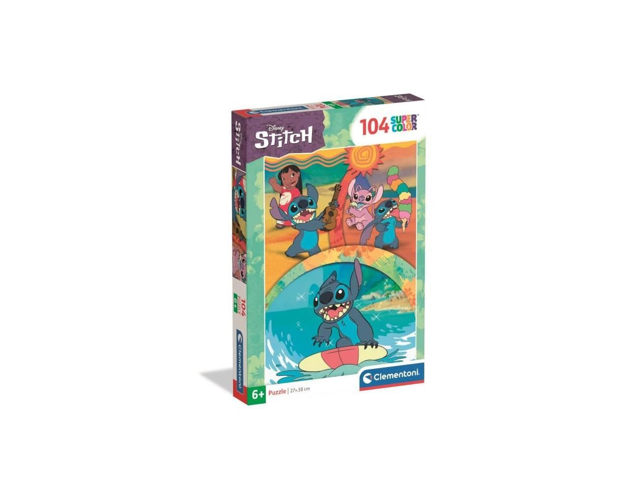 Clementoni Puzzle Disney Stitch 104 Stücke für Kindern 6-8 Jahre, Cartoon, Geschenk für Kinder, Puzzle für Kinder, Made in Italy, 25042