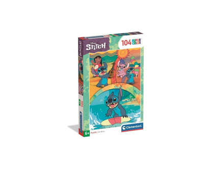 Clementoni Puzzle Disney Stitch 104 Stücke für Kindern 6-8 Jahre, Cartoon, Geschenk für Kinder, Puzzle für Kinder, Made in Italy, 25042