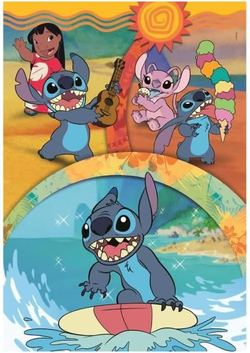 Clementoni Puzzle Disney Stitch 104 Stücke für Kindern 6-8 Jahre, Cartoon, Geschenk für Kinder, Puzzle für Kinder, Made in Italy, 25042