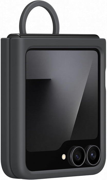 Samsung Silicone Case with Ring Custodia pieghevole in silicone con anello per Galaxy Z Flip6 | Z Flip7 FE, Black
