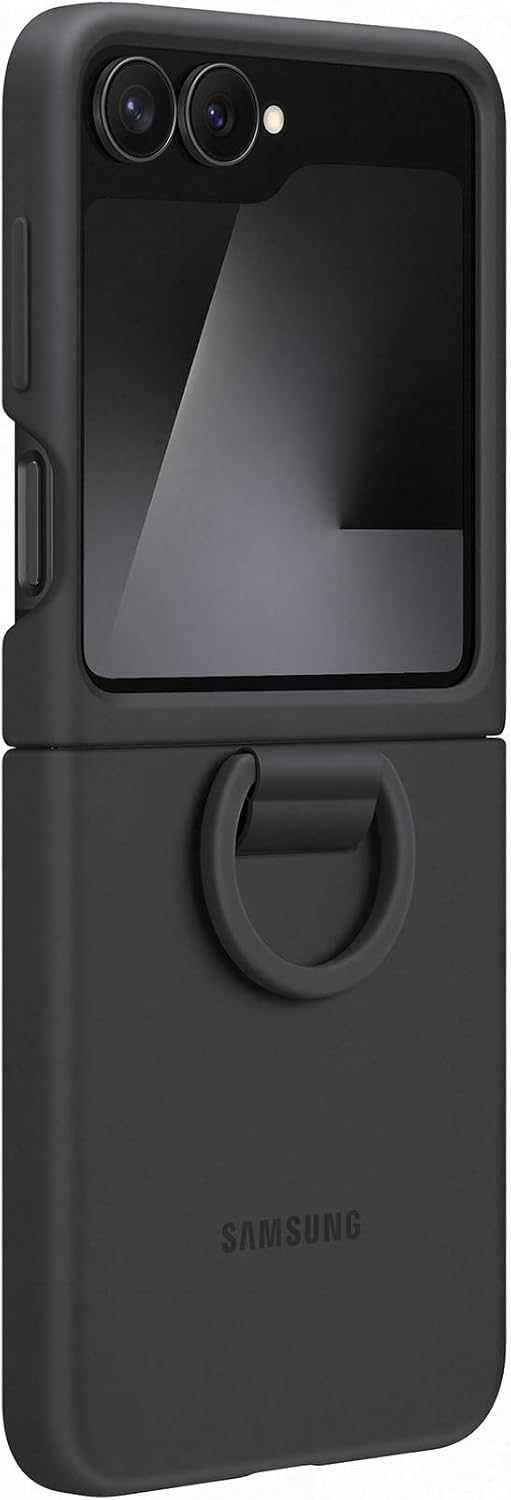 Samsung Silicone Case with Ring Custodia pieghevole in silicone con anello per Galaxy Z Flip6 | Z Flip7 FE, Black