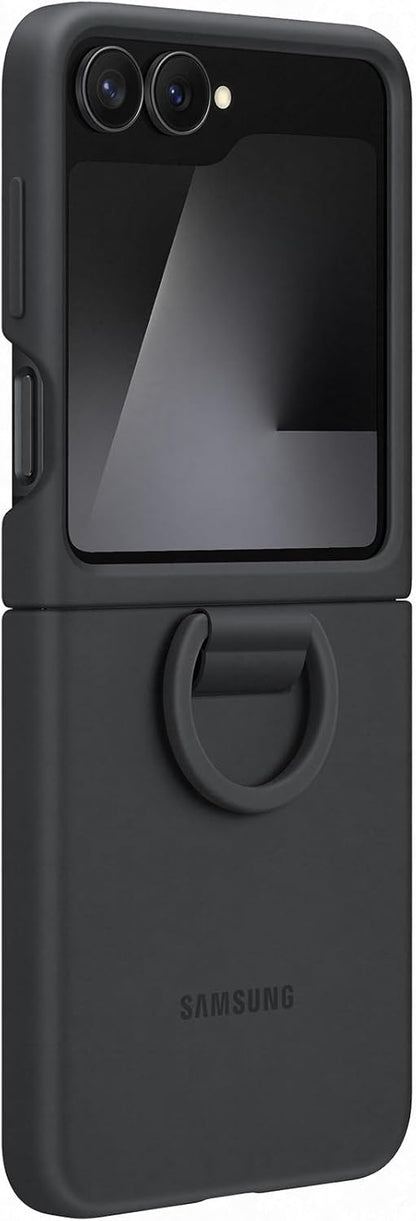 Samsung Silicone Case with Ring Custodia pieghevole in silicone con anello per Galaxy Z Flip6 | Z Flip7 FE, Black